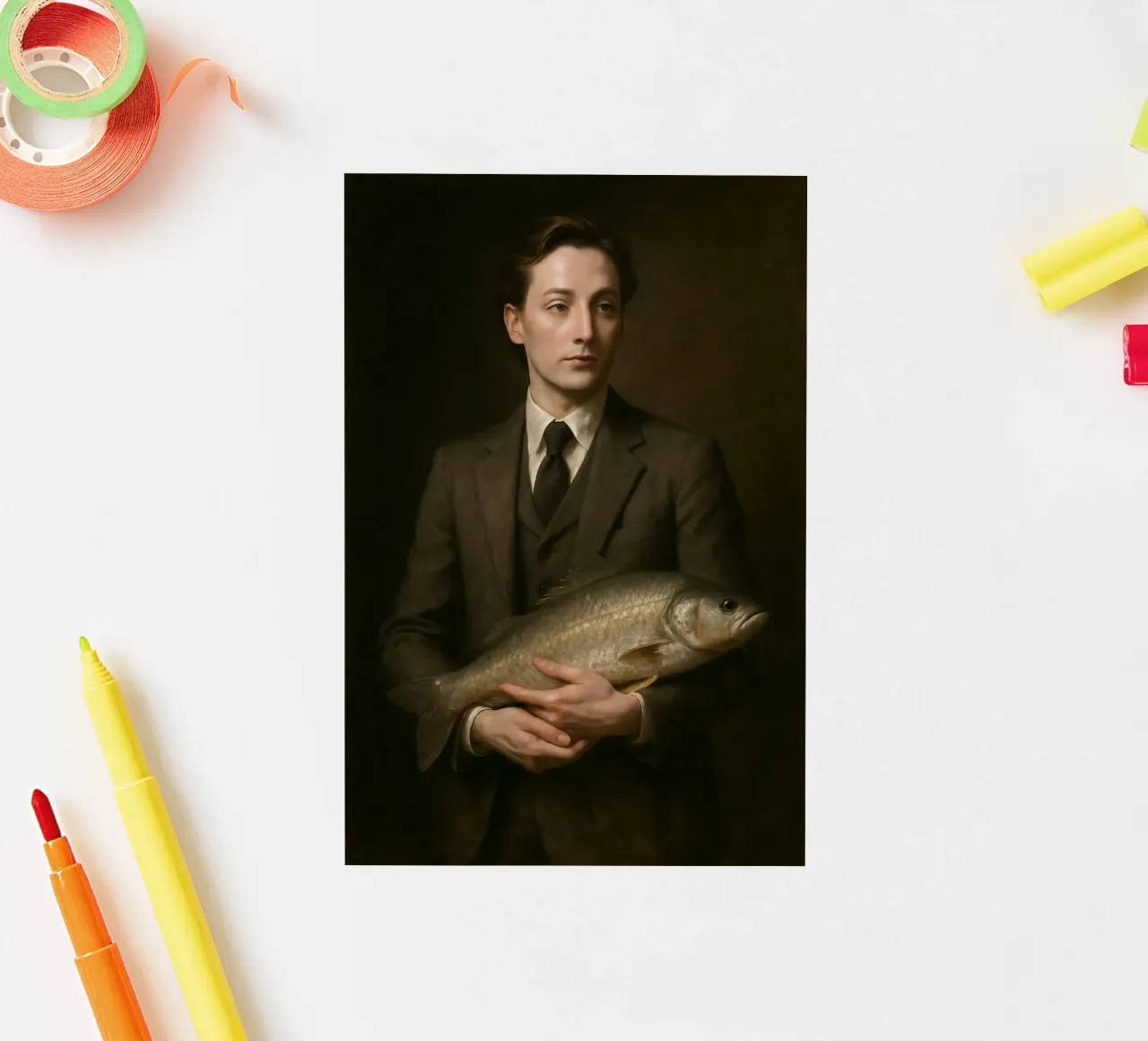 Old masterly. And yet with fish. sticker by KUNSTstück