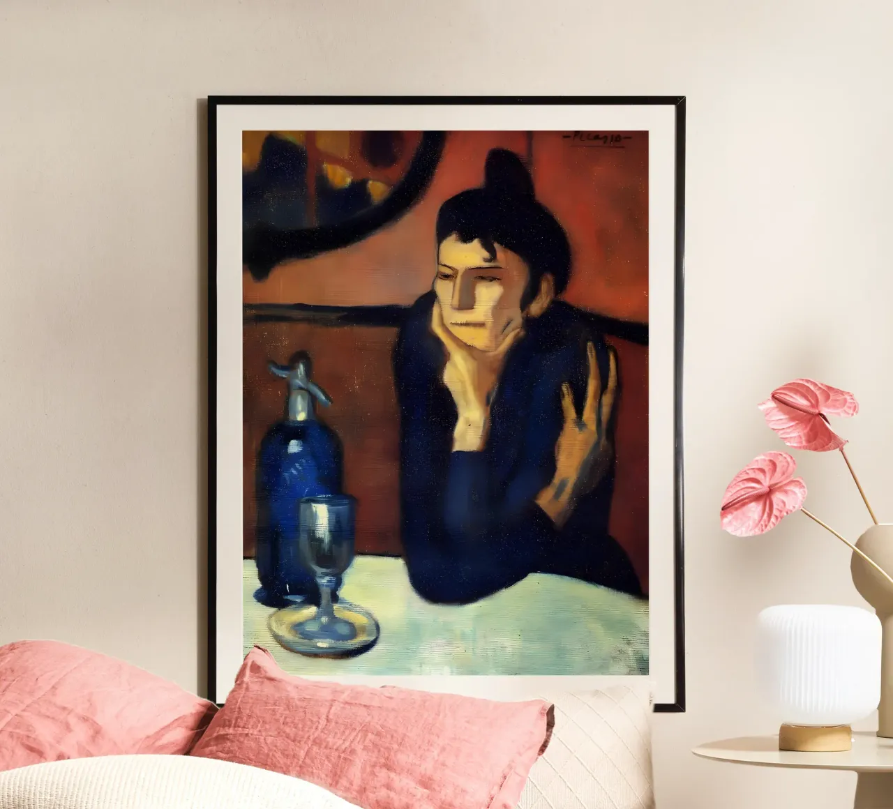 Von Picasso inspirierter Absinthtrinker - Melancholie Blau Periode A Hahnemühle von homdeco