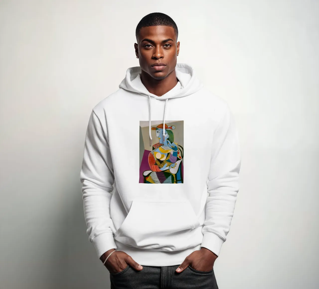 Donna con cappello ispirata a Picasso - Cubista multiprospettico felpa con cappuccio da homdeco