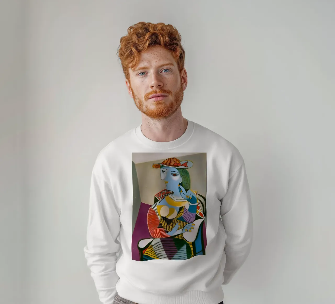 Donna con cappello ispirata a Picasso - Cubista multiprospettico felpa da homdeco