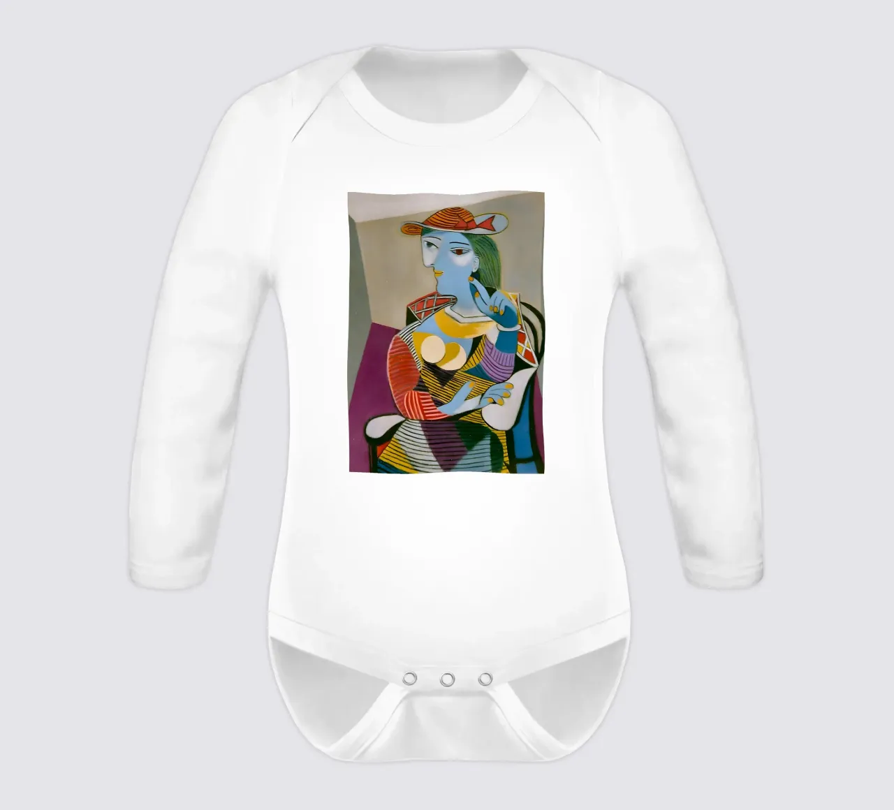 Donna con cappello ispirata a Picasso - Cubista multiprospettico body neonato maniche lunghe da homdeco