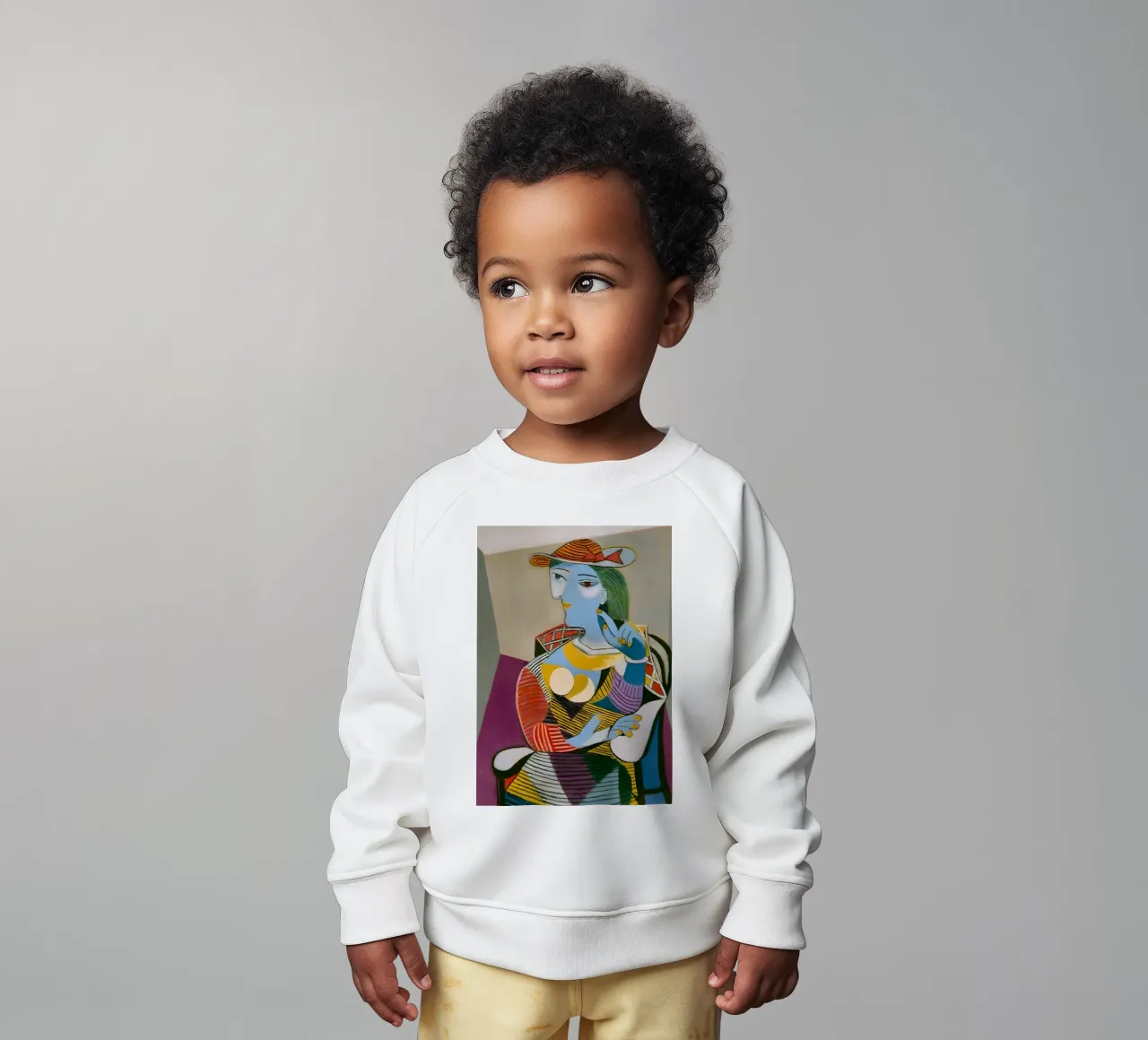 Picasso Inspired Woman in Hat - Multi-Perspective Cubist baby sweatshirt by homdeco