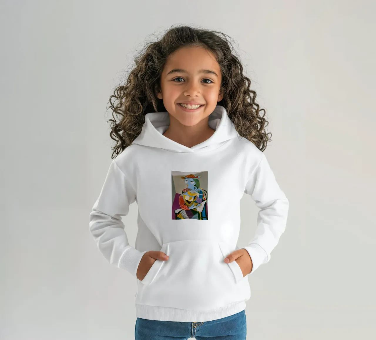 Donna con cappello ispirata a Picasso - Cubista multiprospettico felpa bambino con cappuccio da homdeco