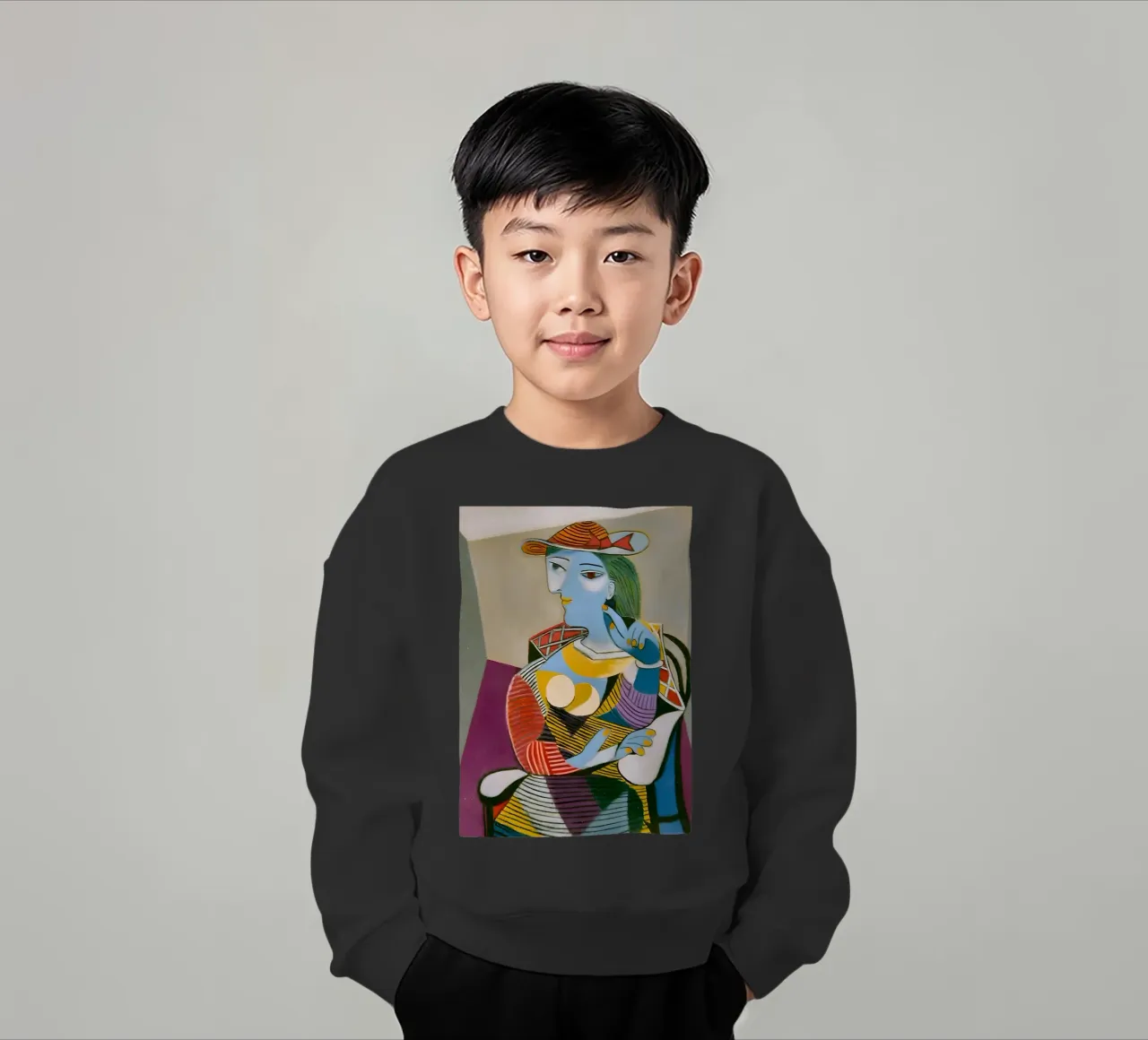 Donna con cappello ispirata a Picasso - Cubista multiprospettico felpa bambino da homdeco