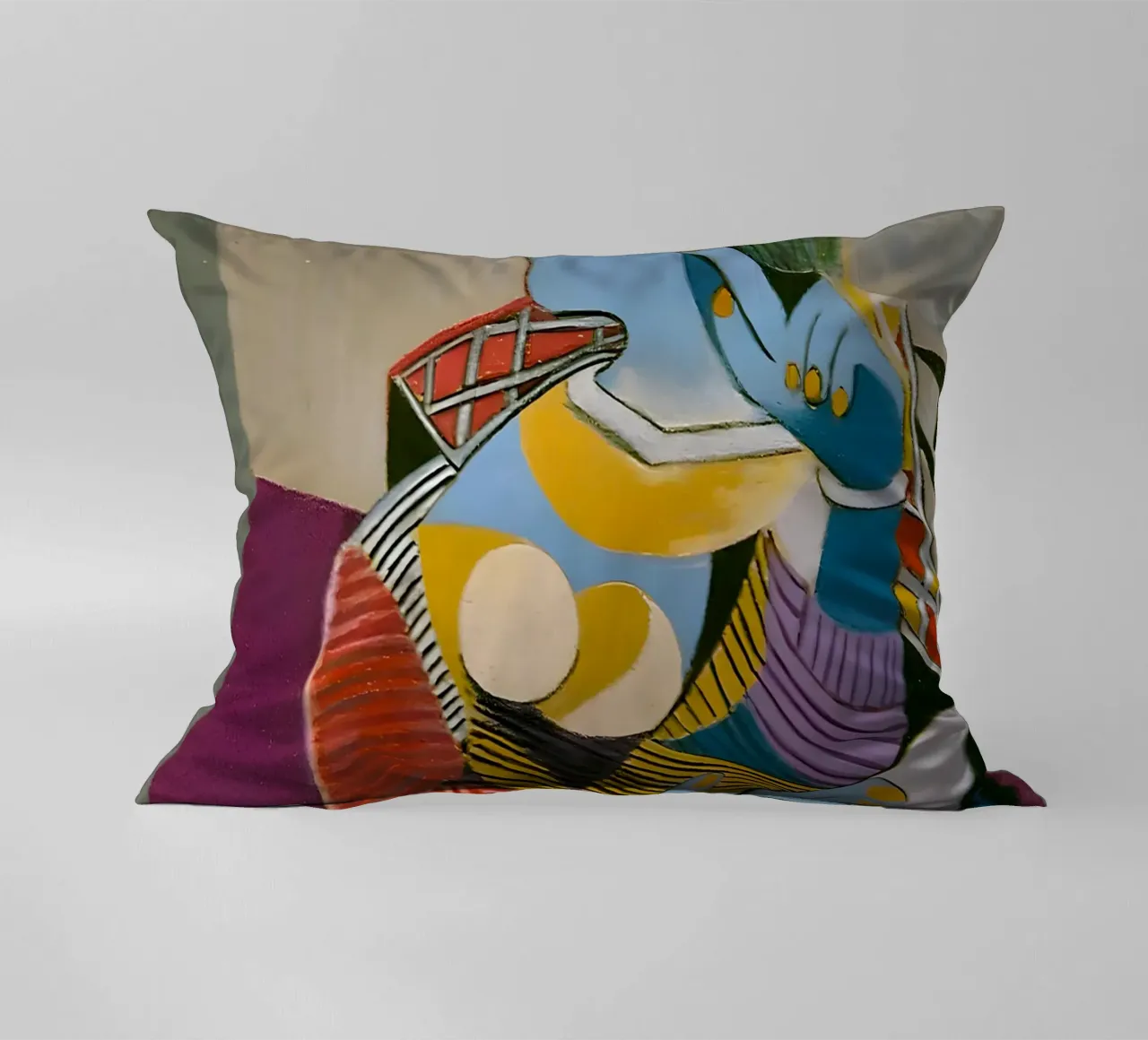 Donna con cappello ispirata a Picasso - Cubista multiprospettico cuscino da homdeco