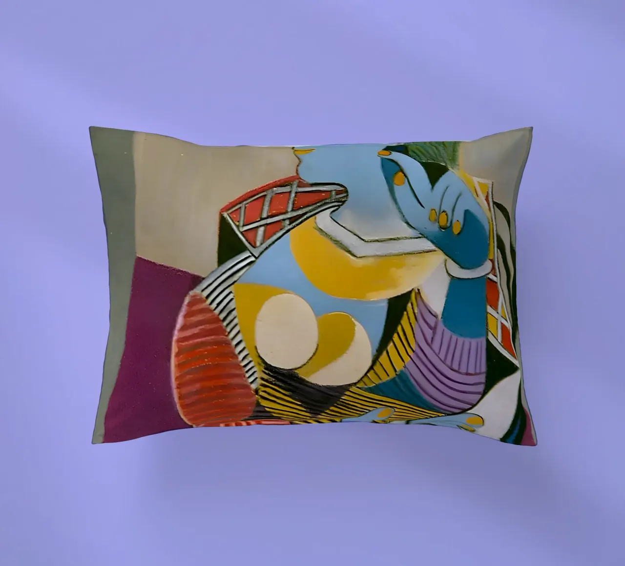 Donna con cappello ispirata a Picasso - Cubista multiprospettico cuscino da homdeco