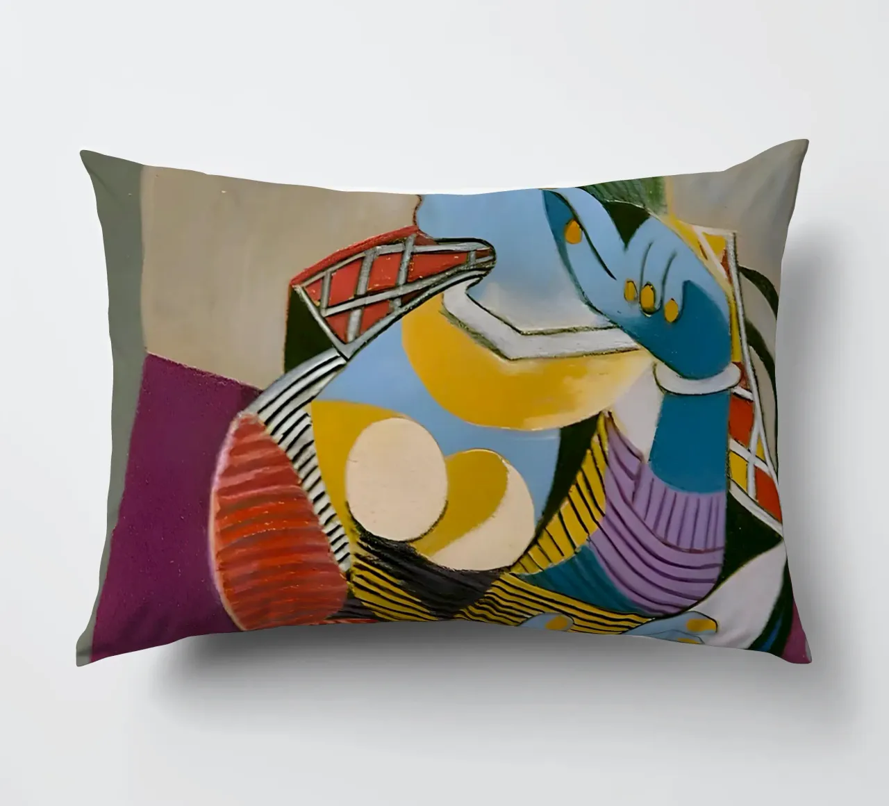 Donna con cappello ispirata a Picasso - Cubista multiprospettico cuscino da homdeco