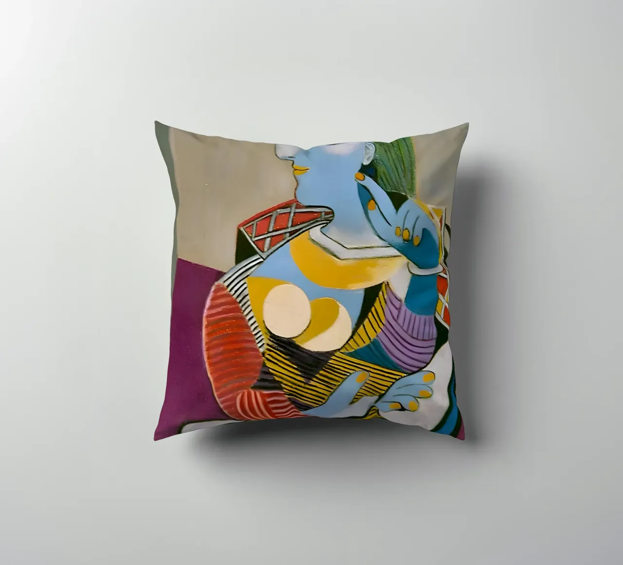 Donna con cappello ispirata a Picasso - Cubista multiprospettico cuscino da homdeco