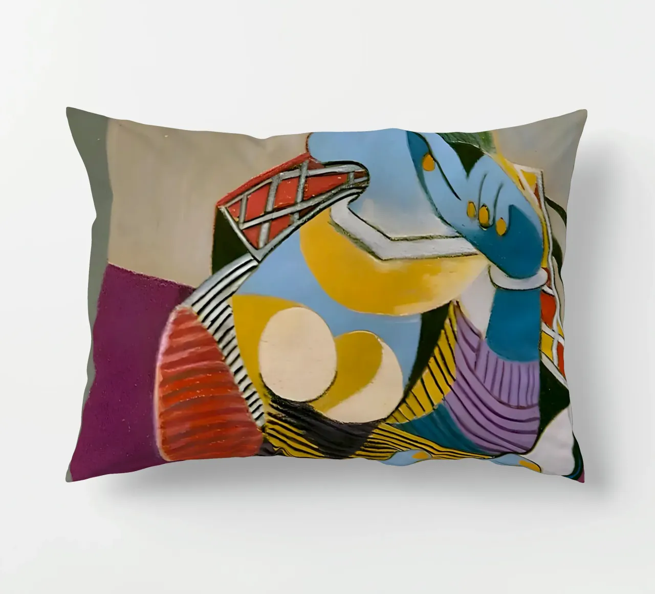 Donna con cappello ispirata a Picasso - Cubista multiprospettico cuscino da homdeco