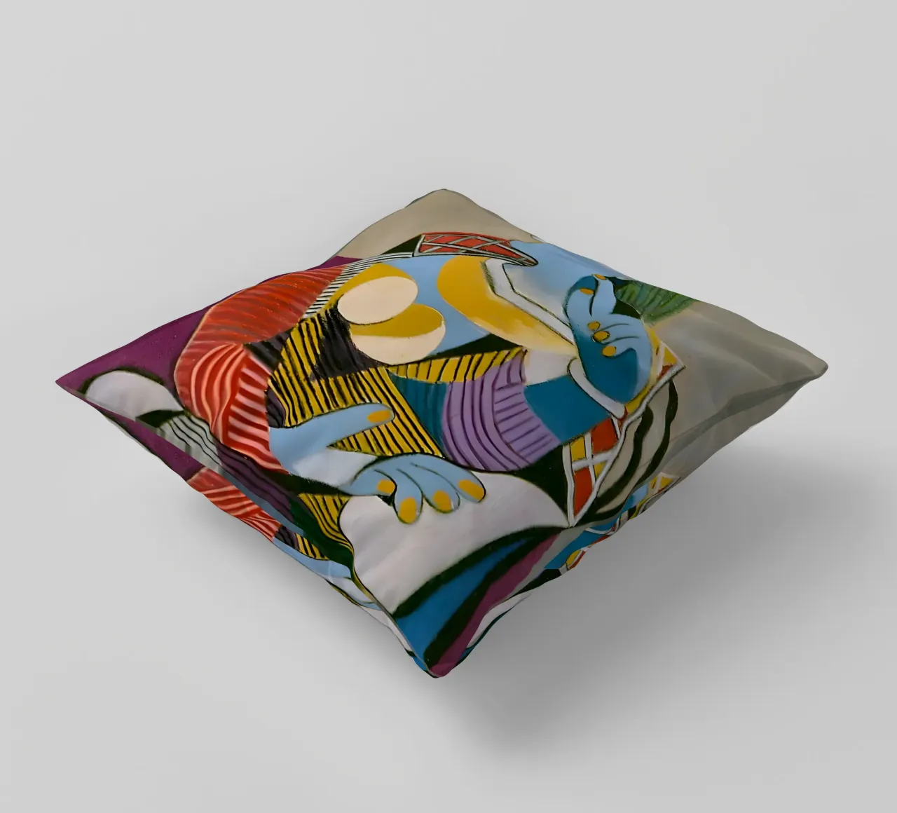 Donna con cappello ispirata a Picasso - Cubista multiprospettico cuscino da homdeco