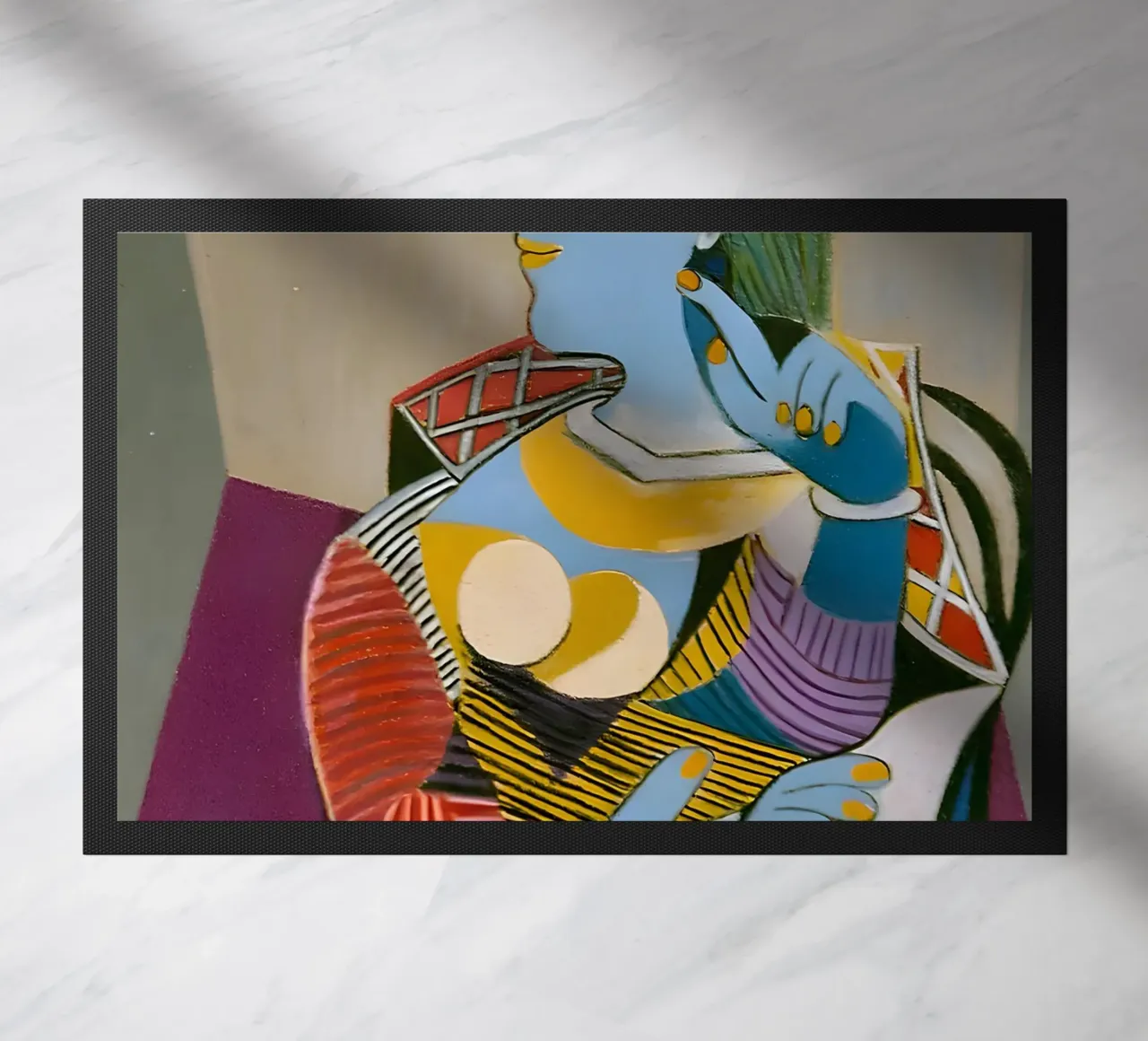 Donna con cappello ispirata a Picasso - Cubista multiprospettico zerbino da homdeco