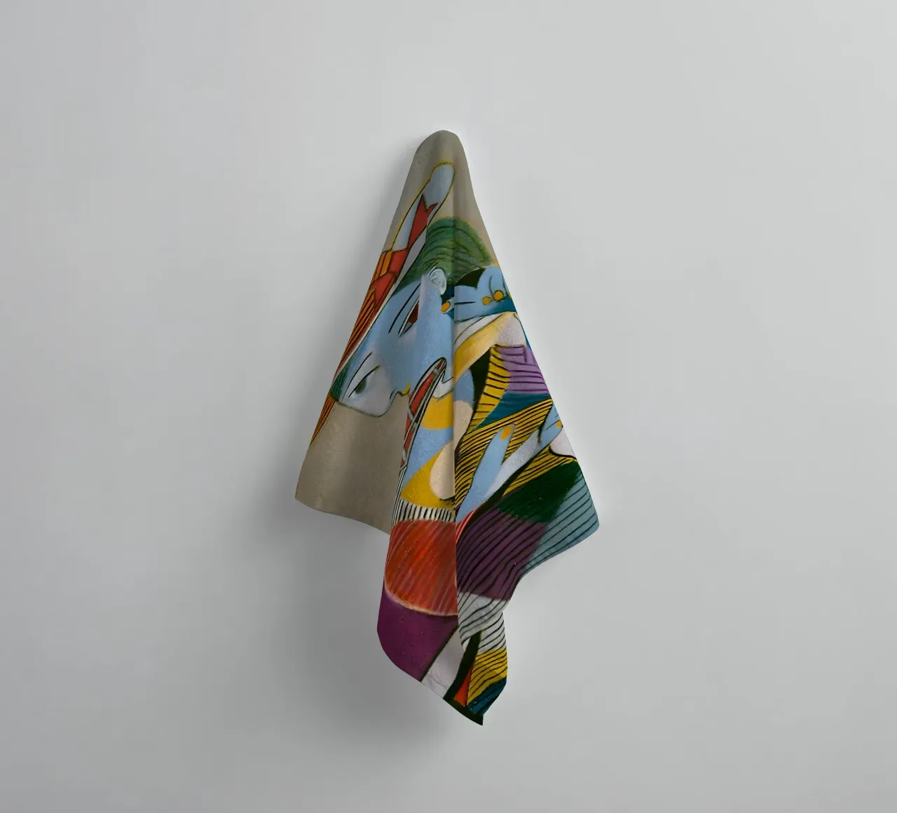 Donna con cappello ispirata a Picasso - Cubista multiprospettico asciugamano da bagno da homdeco