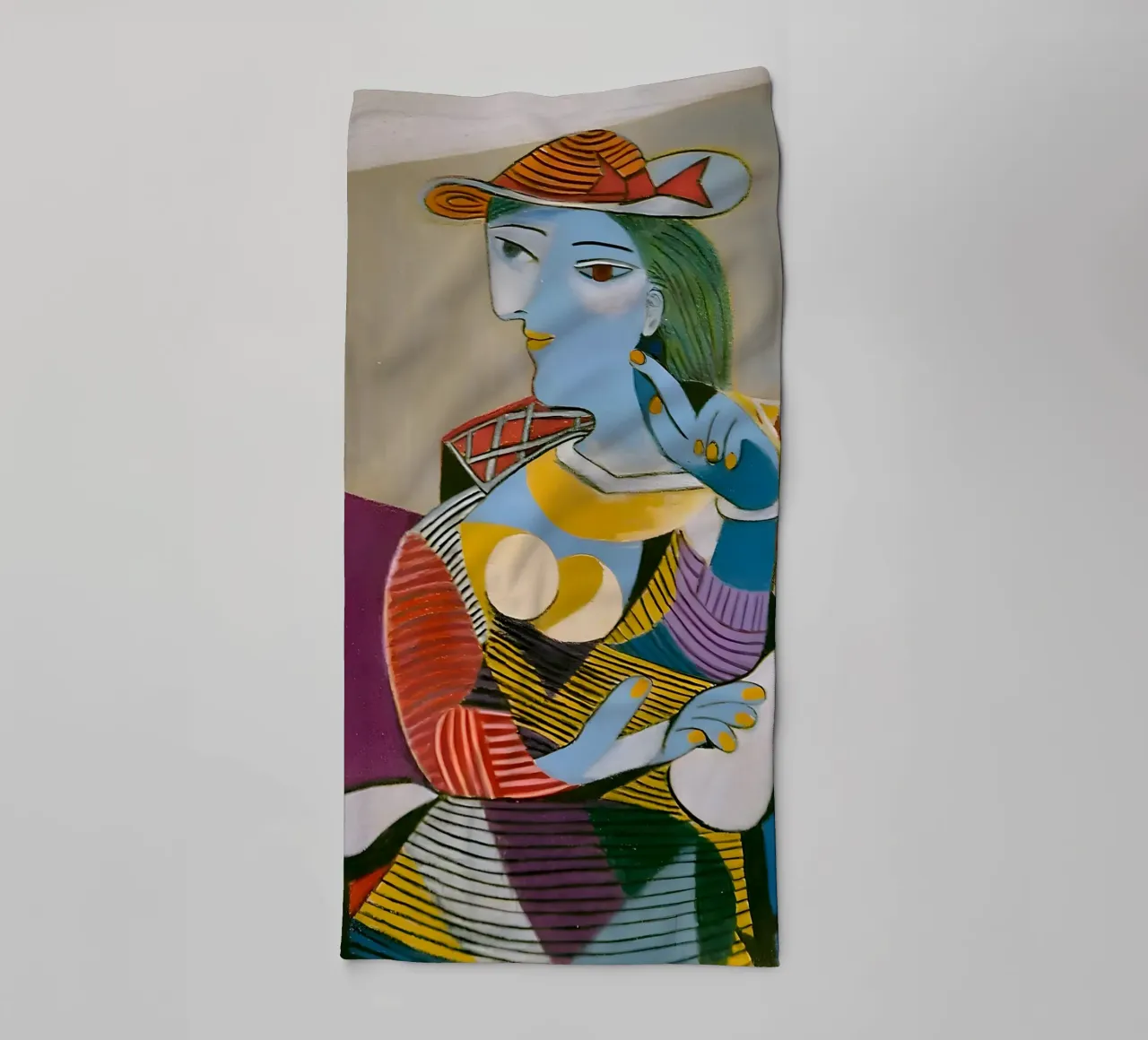 Donna con cappello ispirata a Picasso - Cubista multiprospettico asciugamano da bagno da homdeco