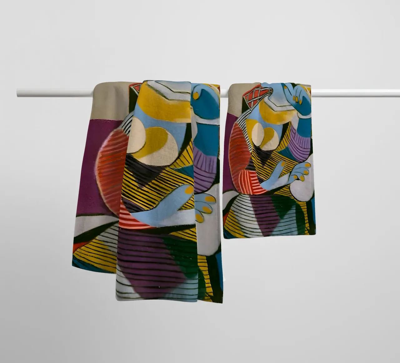 Donna con cappello ispirata a Picasso - Cubista multiprospettico asciugamano da bagno da homdeco