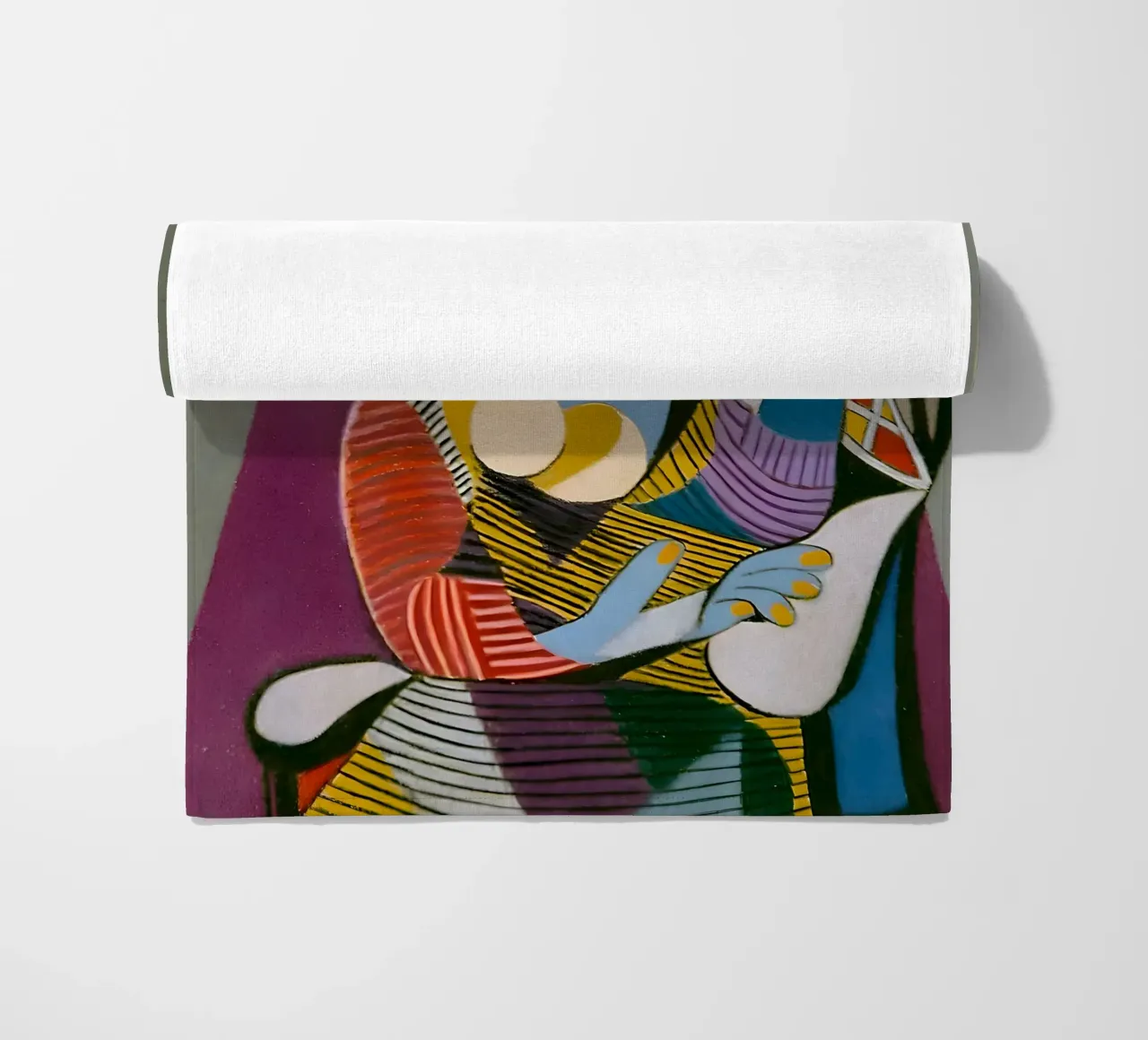 Donna con cappello ispirata a Picasso - Cubista multiprospettico telo mare da homdeco