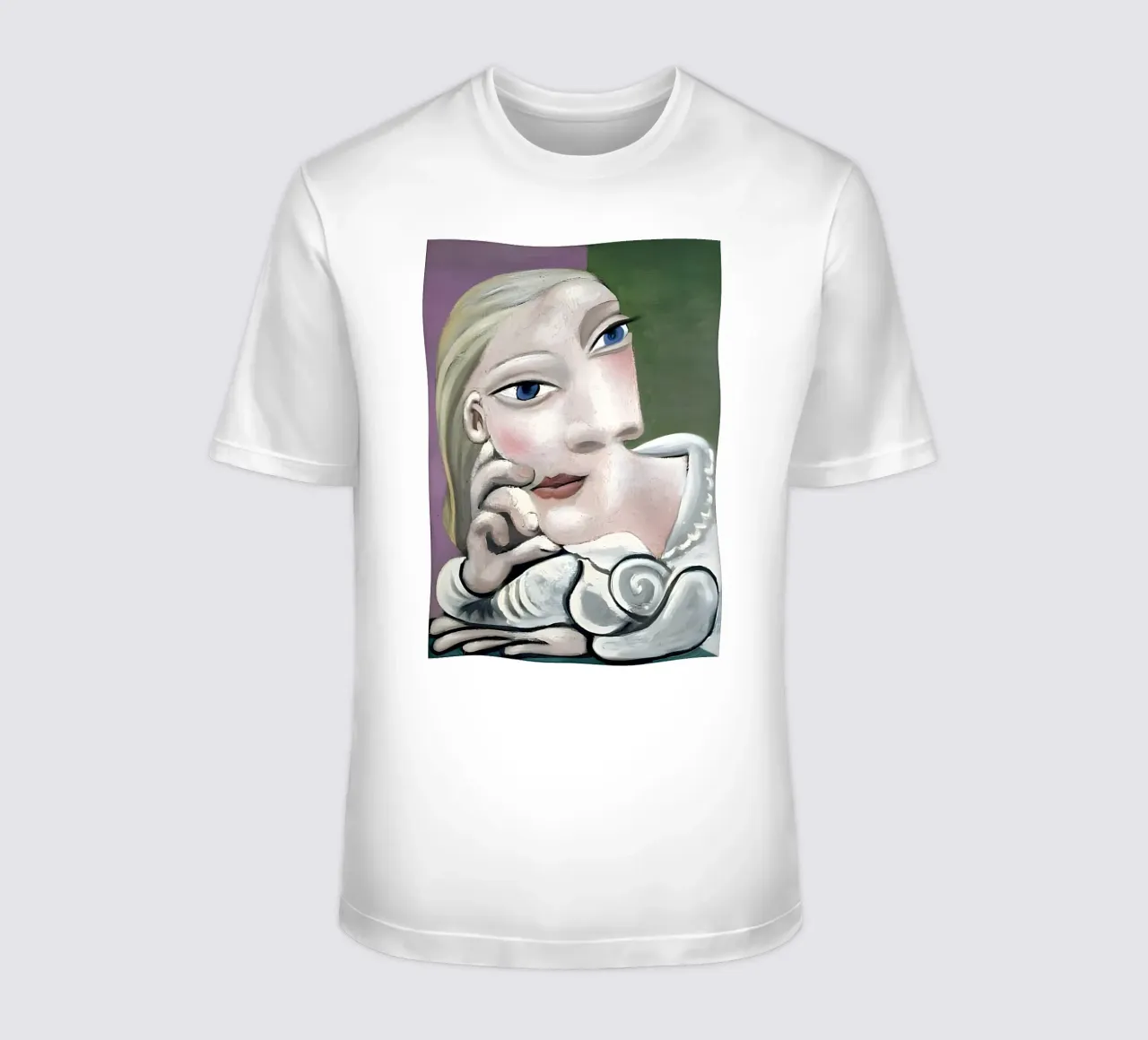 Donna ispirata a Picasso - Ritratto cubista riflessivo t-shirt da homdeco