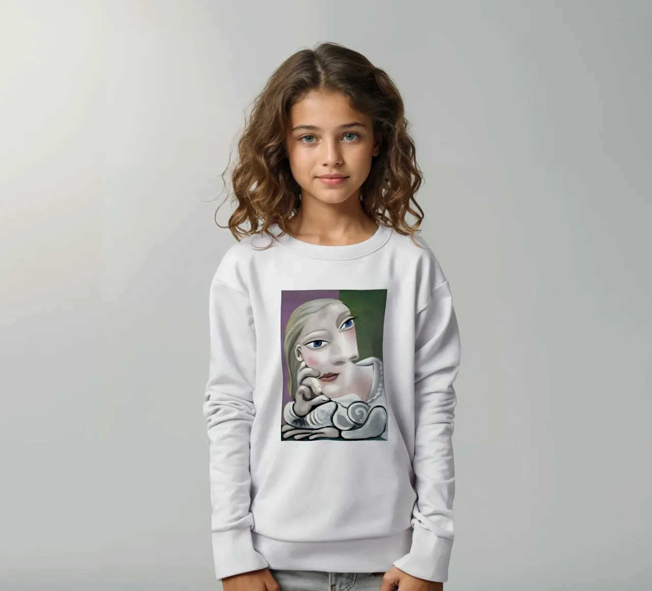 Donna ispirata a Picasso - Ritratto cubista riflessivo felpa bambino da homdeco