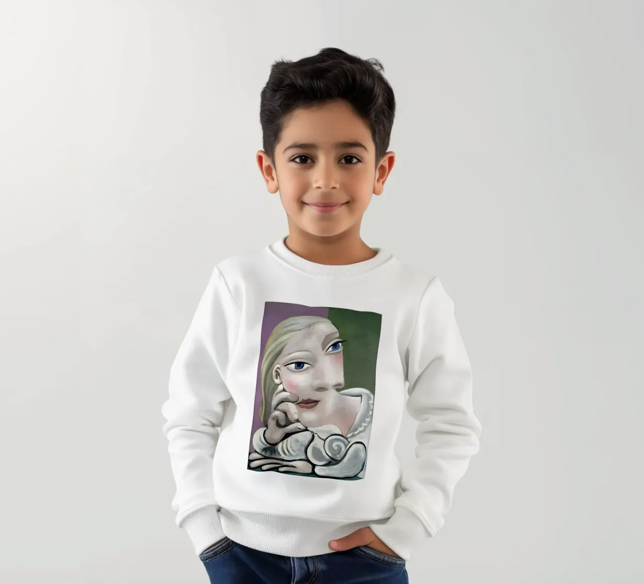 Donna ispirata a Picasso - Ritratto cubista riflessivo felpa bambino da homdeco
