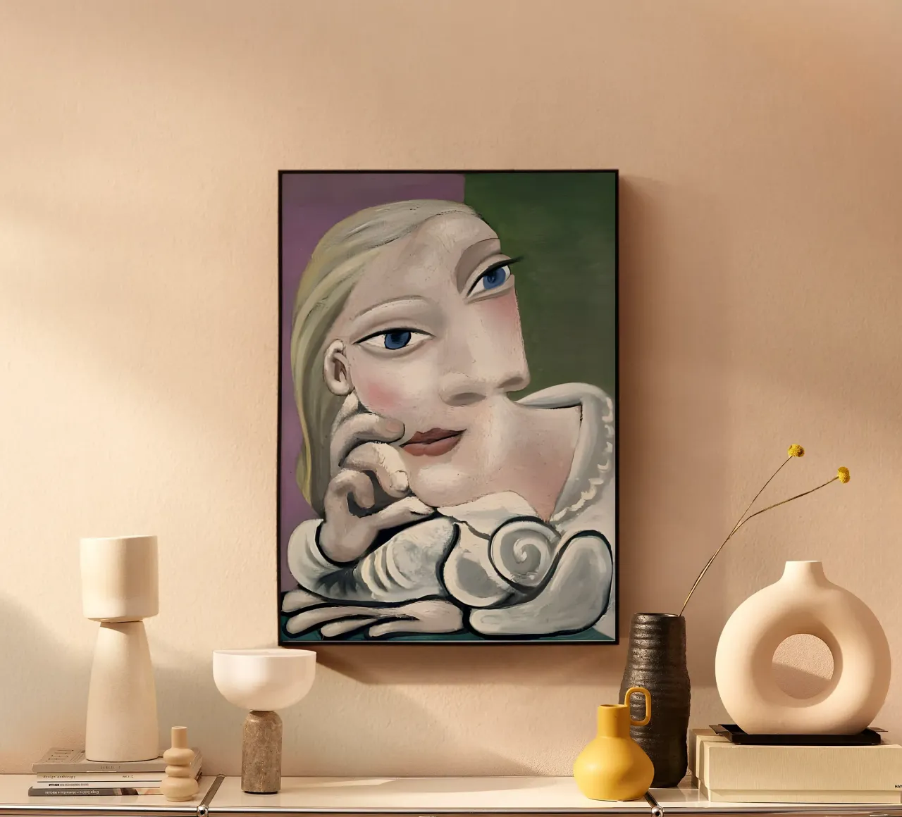 Donna ispirata a Picasso - Ritratto cubista riflessivo alluminio dibond da homdeco