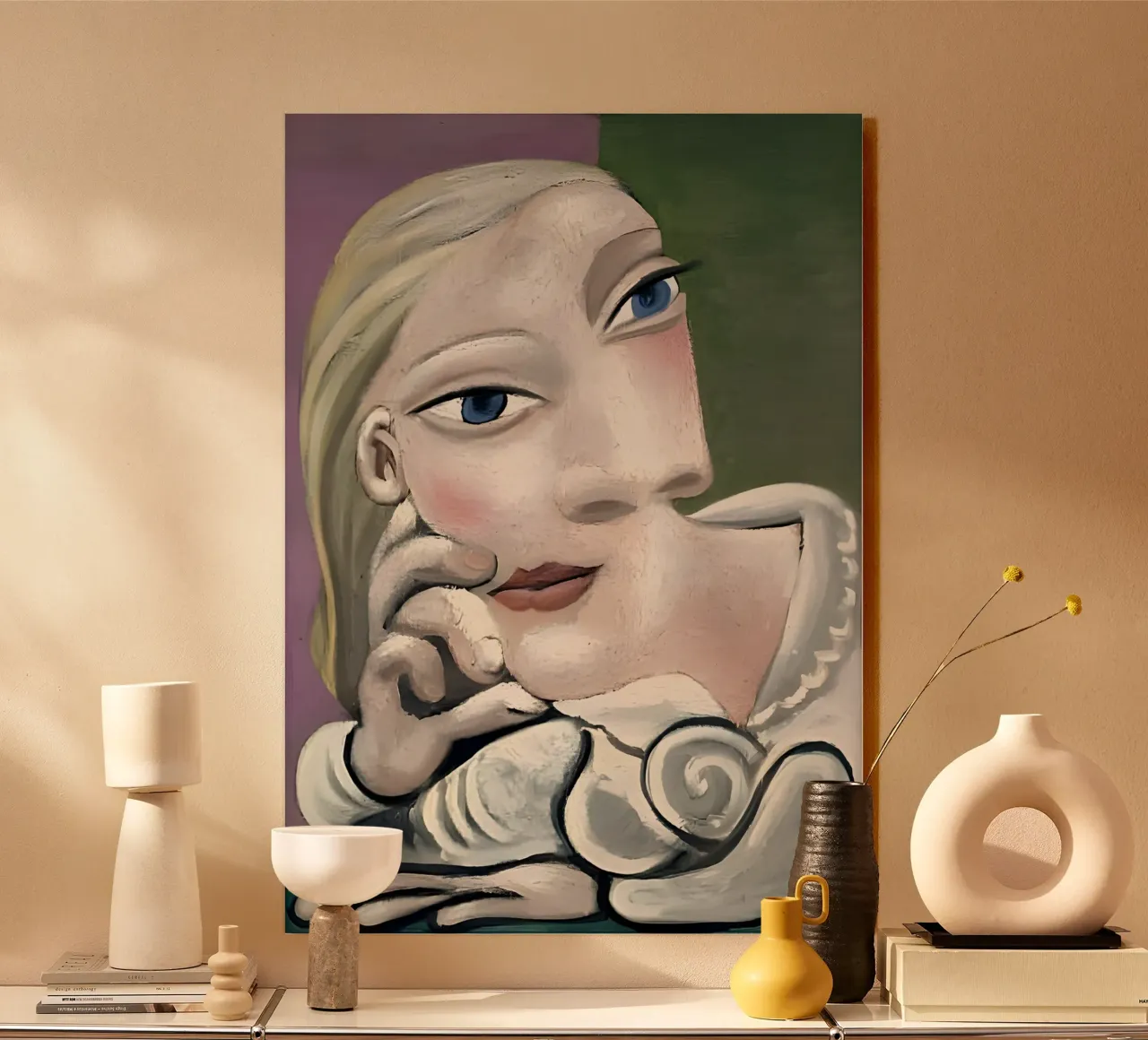 Donna ispirata a Picasso - Ritratto cubista riflessivo alluminio dibond da homdeco