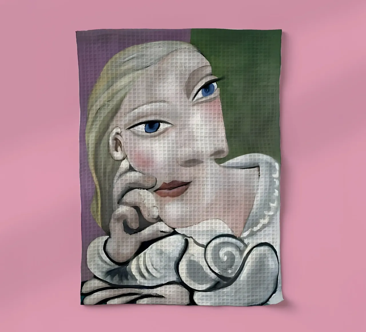 Donna ispirata a Picasso - Ritratto cubista riflessivo canovaccio da cucina da homdeco