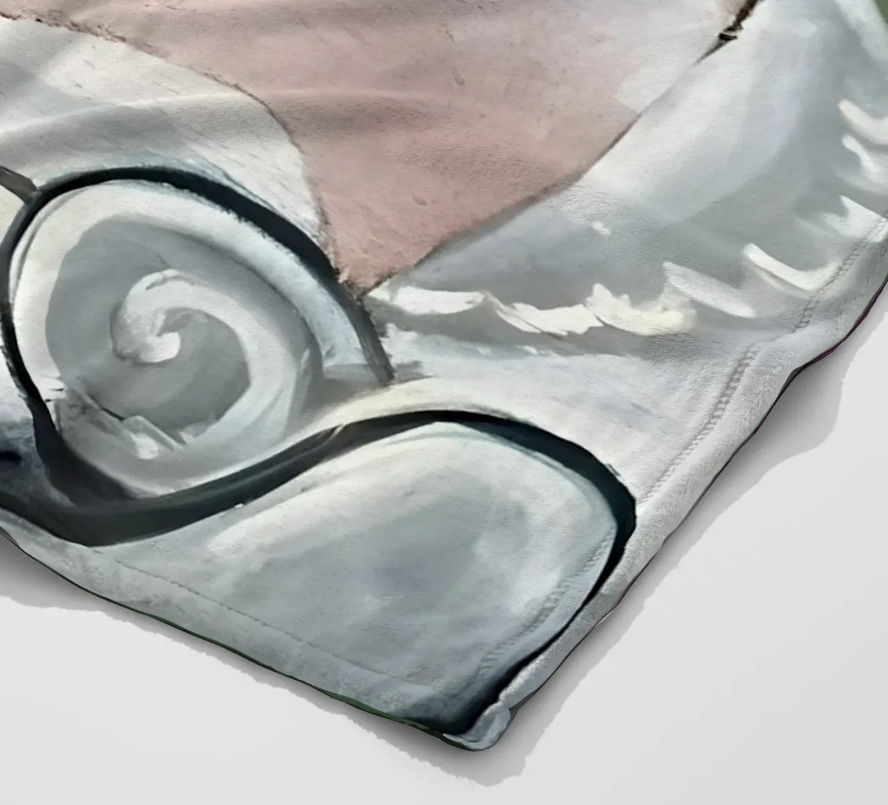 Donna ispirata a Picasso - Ritratto cubista riflessivo coperta in pile da homdeco