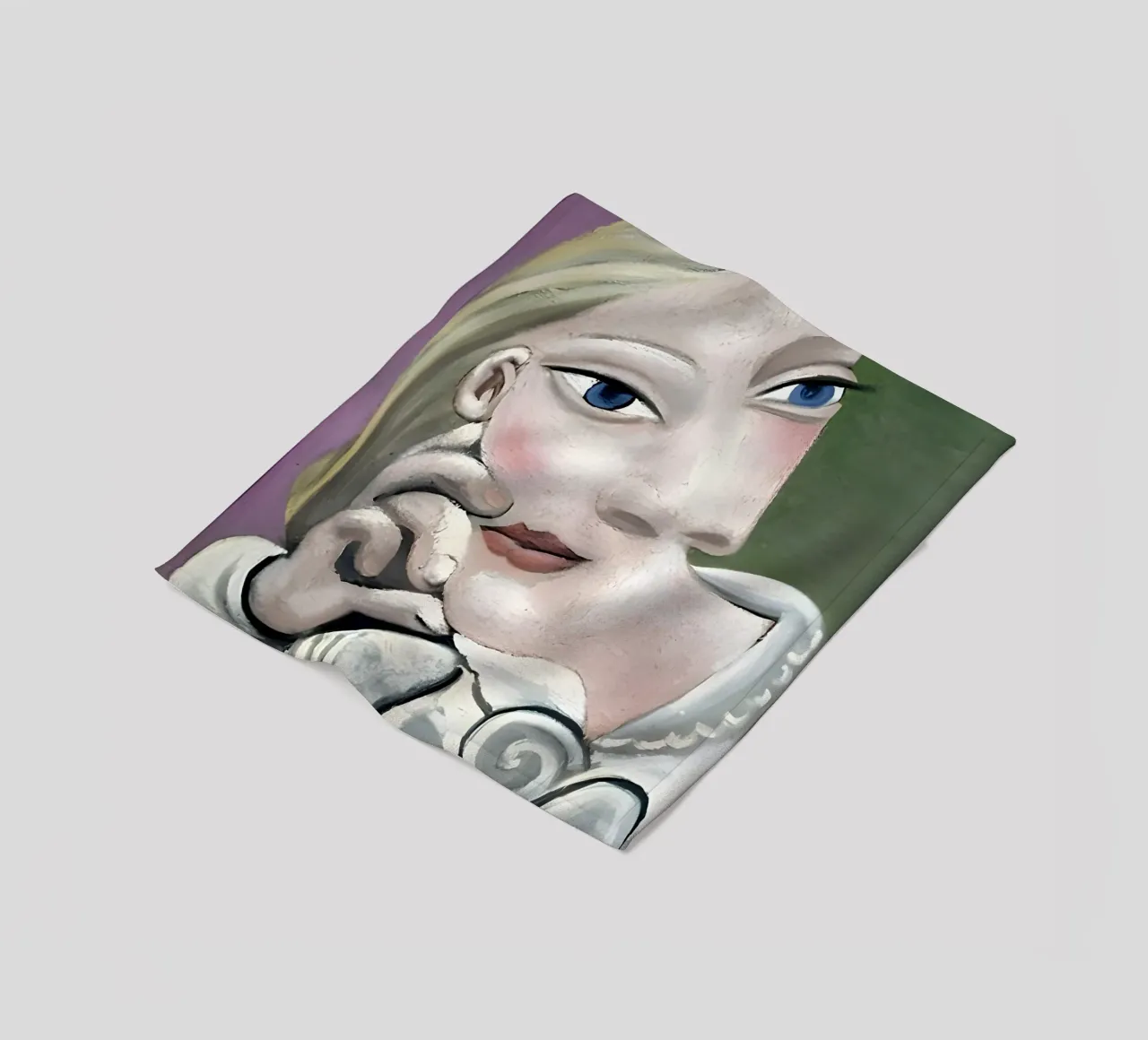 Donna ispirata a Picasso - Ritratto cubista riflessivo coperta in pile da homdeco