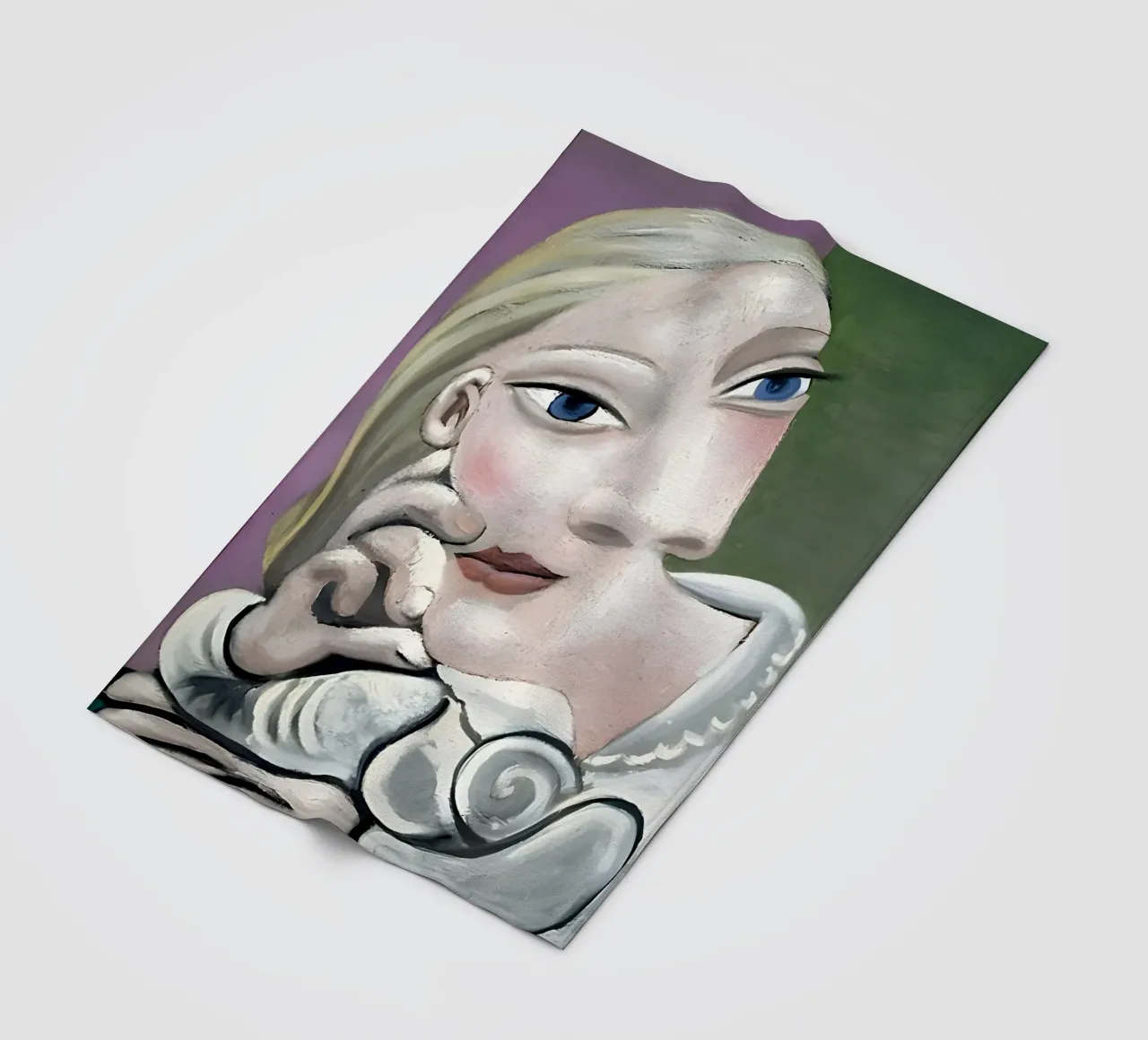 Donna ispirata a Picasso - Ritratto cubista riflessivo coperta in pile da homdeco