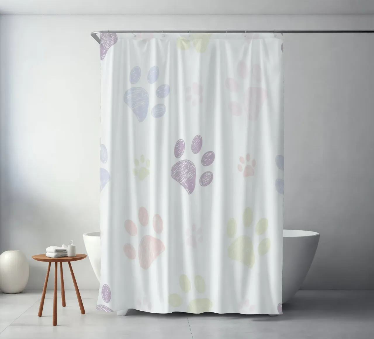 Soft vintage paw prints shower curtain by gulsengunel