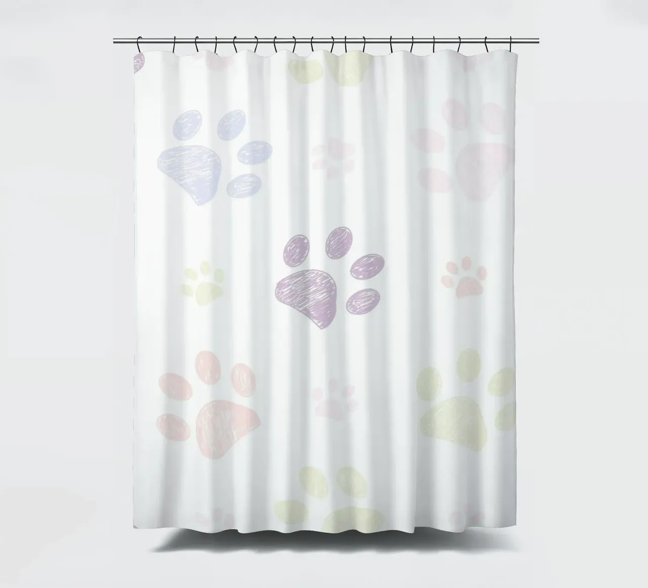Soft vintage paw prints shower curtain by gulsengunel
