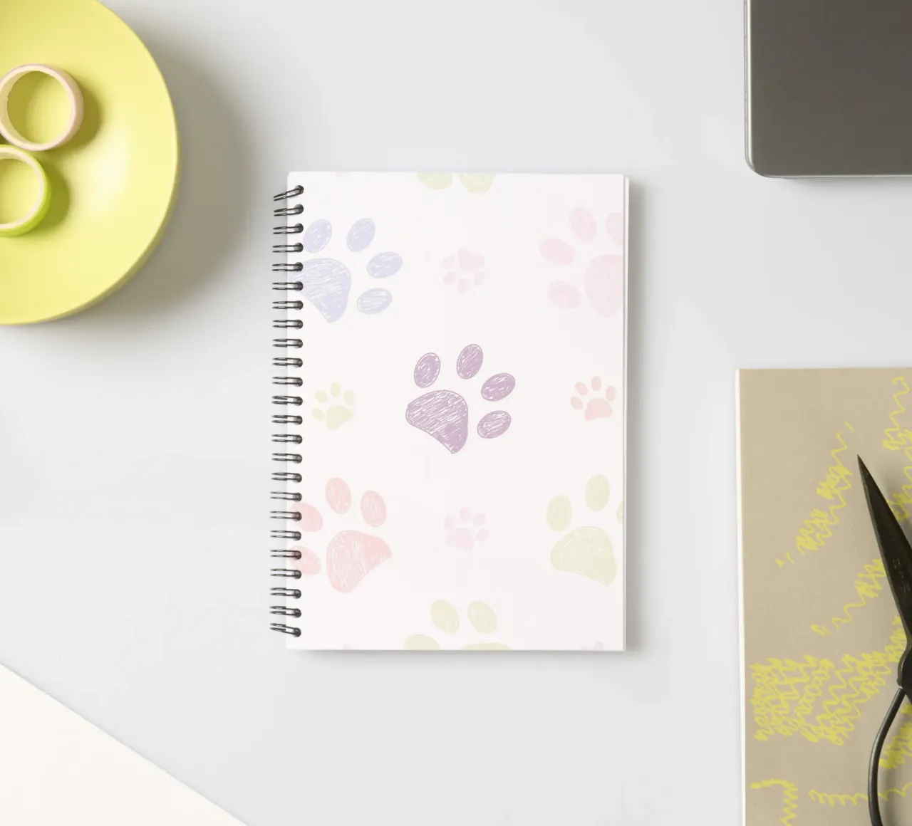 Soft vintage paw prints spiral notebook by gulsengunel
