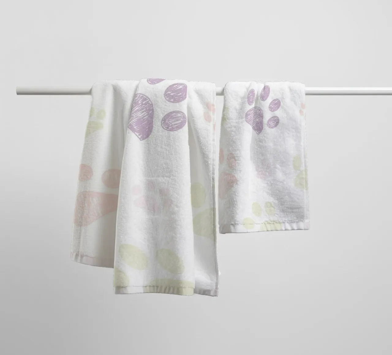 Morbide impronte di zampe vintage asciugamano da bagno da gulsengunel