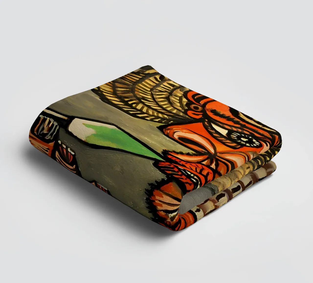 Picasso Inspired Man with Straw Hat - Expressive Cubist Port towel by homdeco