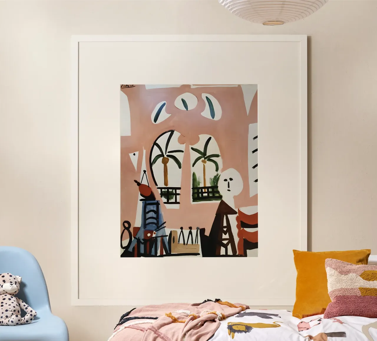 Interni ispirati a Picasso con palme - Arte moderna astratta poster con telaio in plastica da homdeco