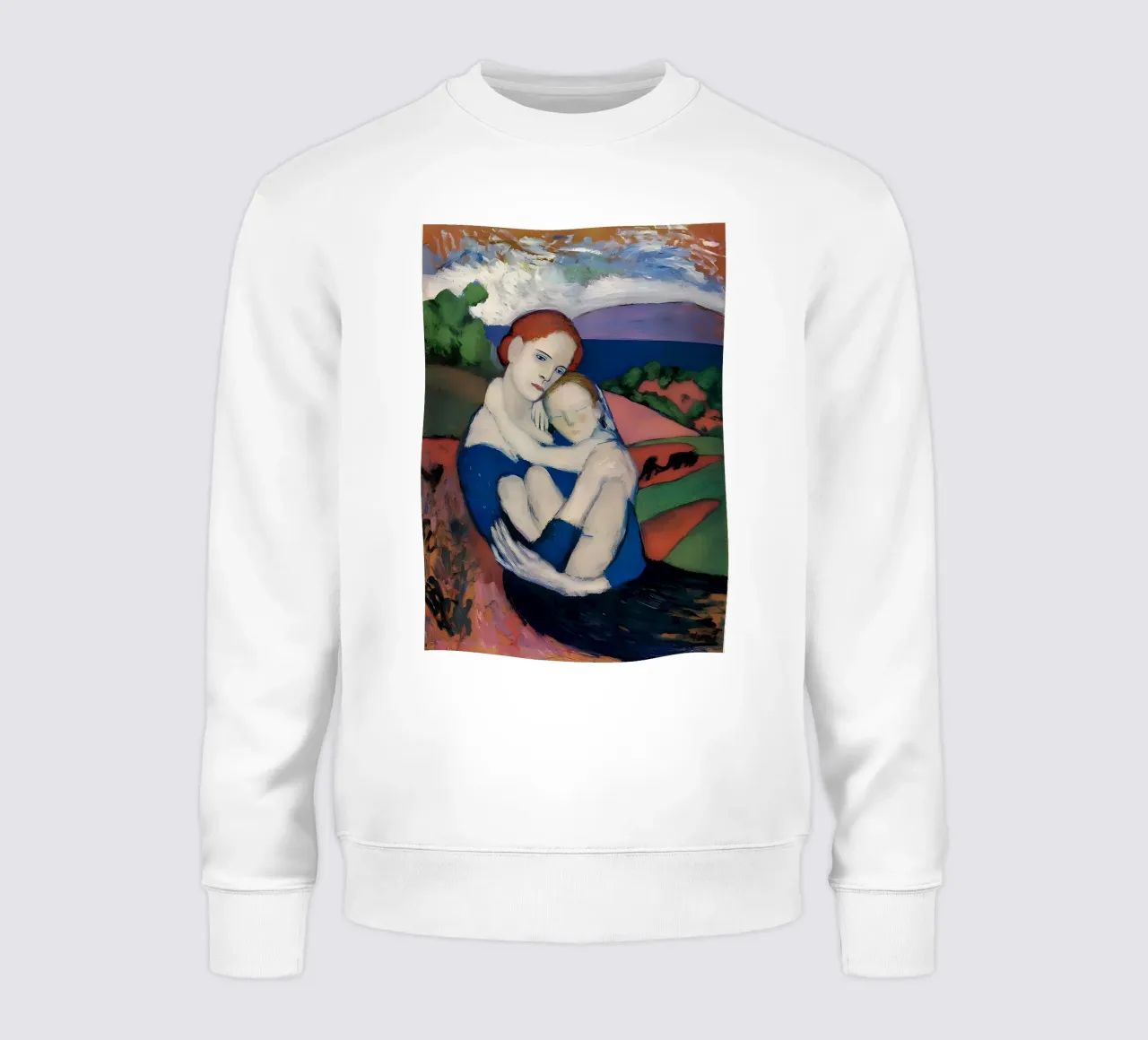 Moeder & kind geïnspireerd op Picasso - Emotionele landschapsafdruk sweatshirt van homdeco