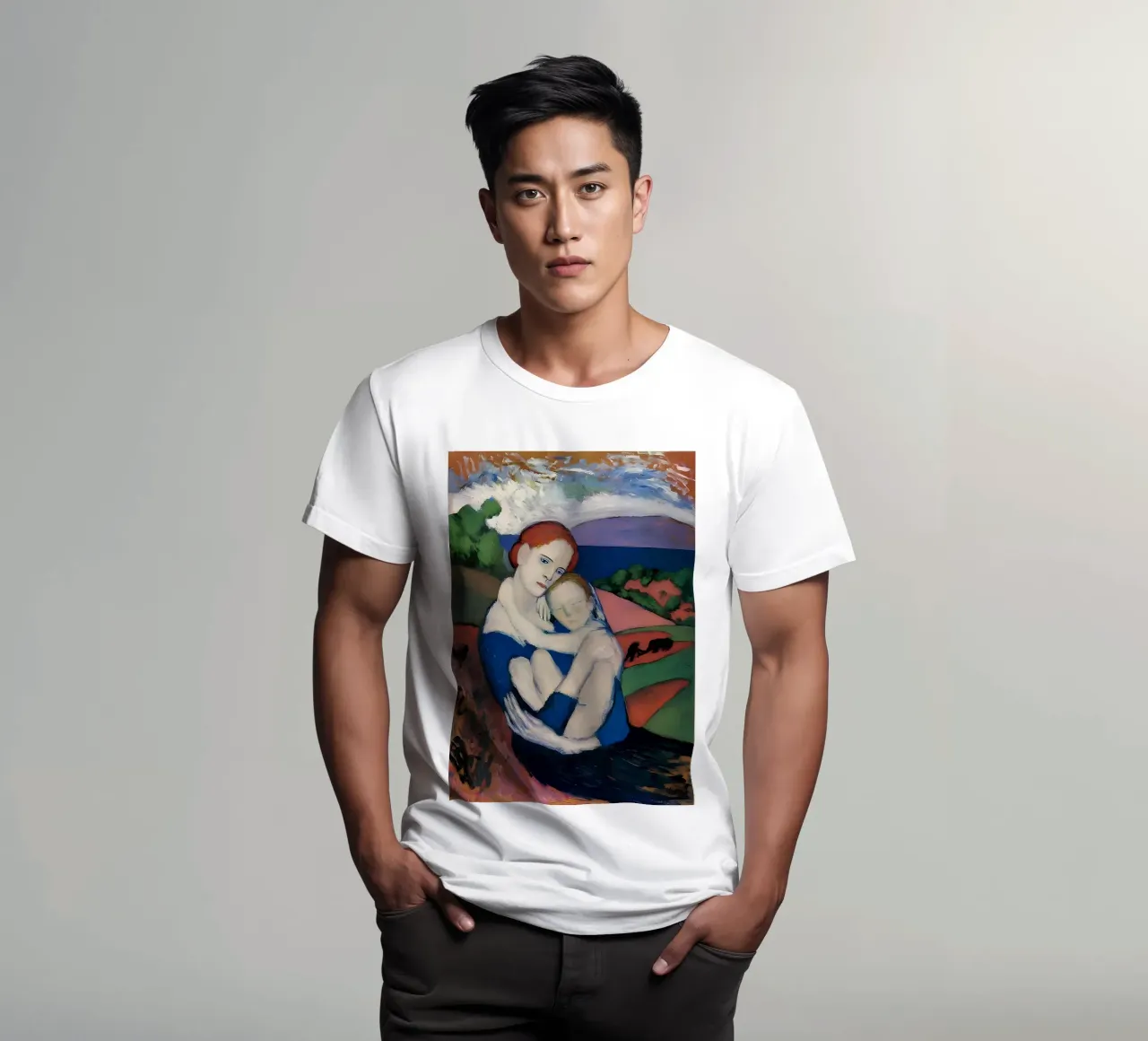 Picasso inspiriert Mutter & Kind - Emotionale Landschaft drucken T-Shirt von homdeco