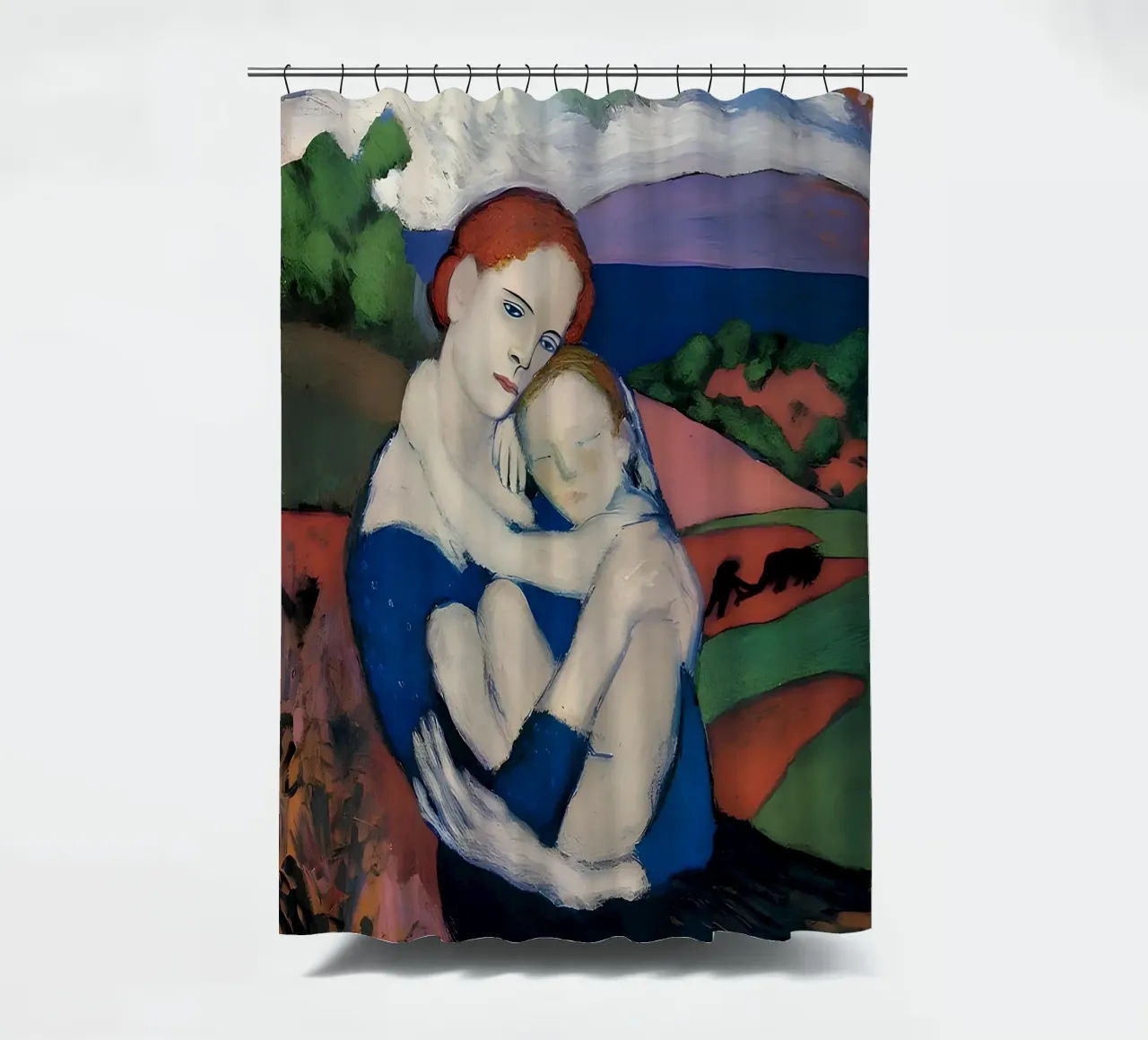 Picasso inspiriert Mutter & Kind - Emotionale Landschaft drucken Duschvorhang von homdeco