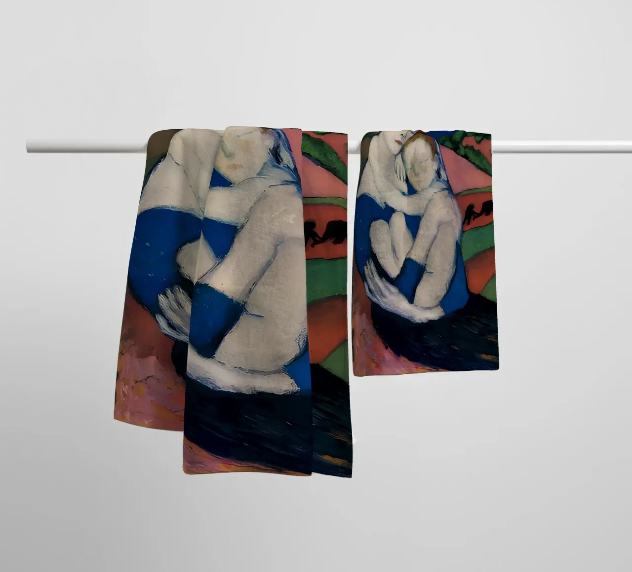 Moeder & kind geïnspireerd op Picasso - Emotionele landschapsafdruk badhanddoek van homdeco