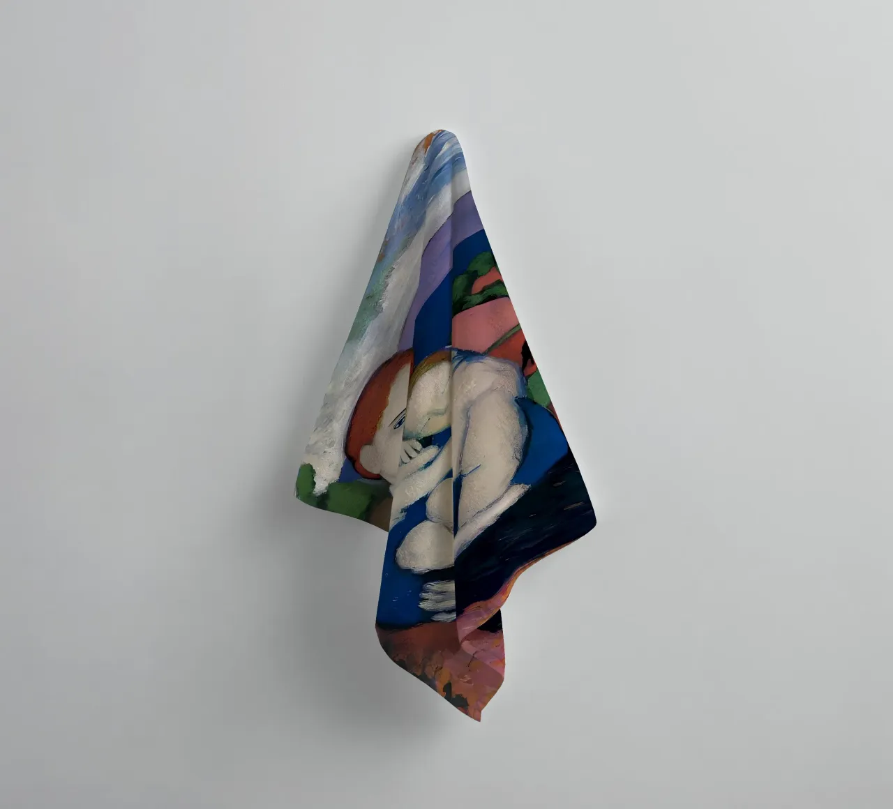 Moeder & kind geïnspireerd op Picasso - Emotionele landschapsafdruk badhanddoek van homdeco