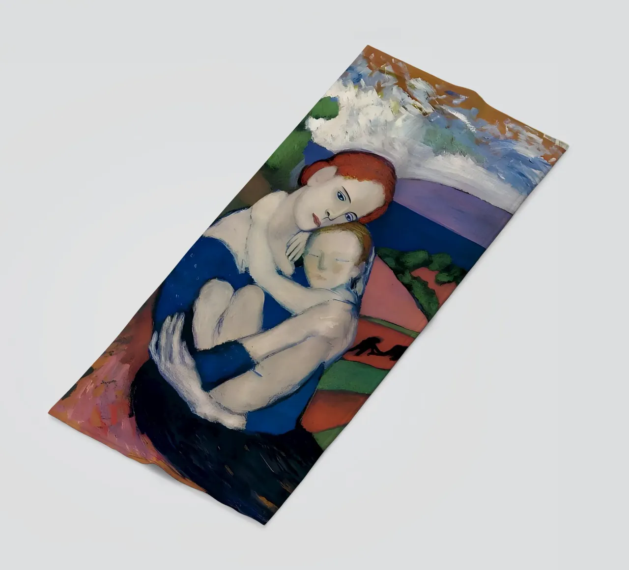 Moeder & kind geïnspireerd op Picasso - Emotionele landschapsafdruk strandhanddoek van homdeco