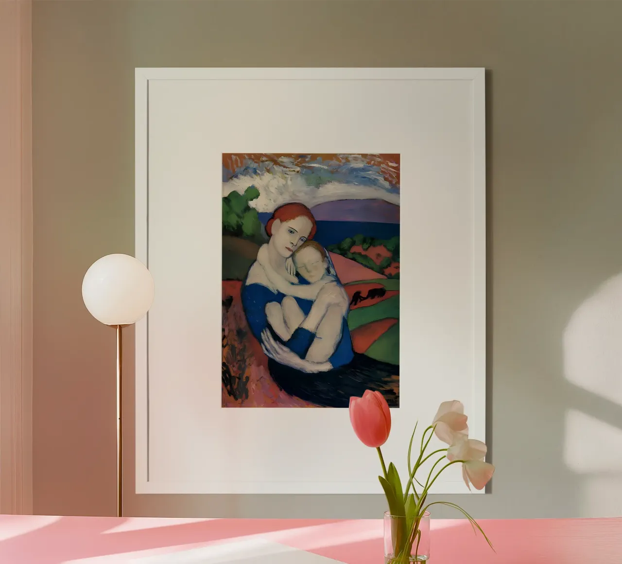 Picasso inspiriert Mutter & Kind - Emotionale Landschaft drucken Hahnemühle von homdeco