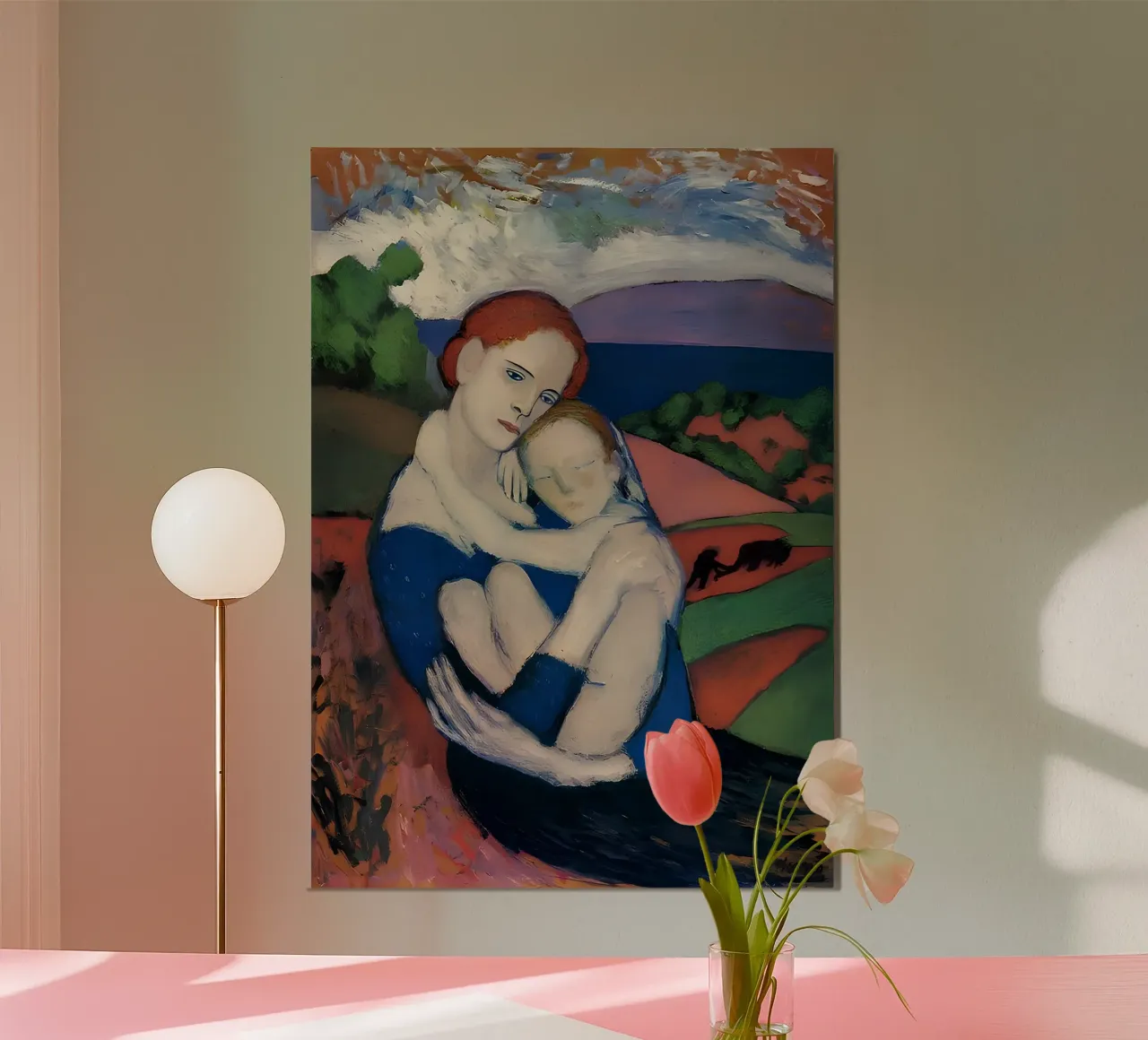 Picasso inspiriert Mutter & Kind - Emotionale Landschaft drucken Hahnemühle von homdeco