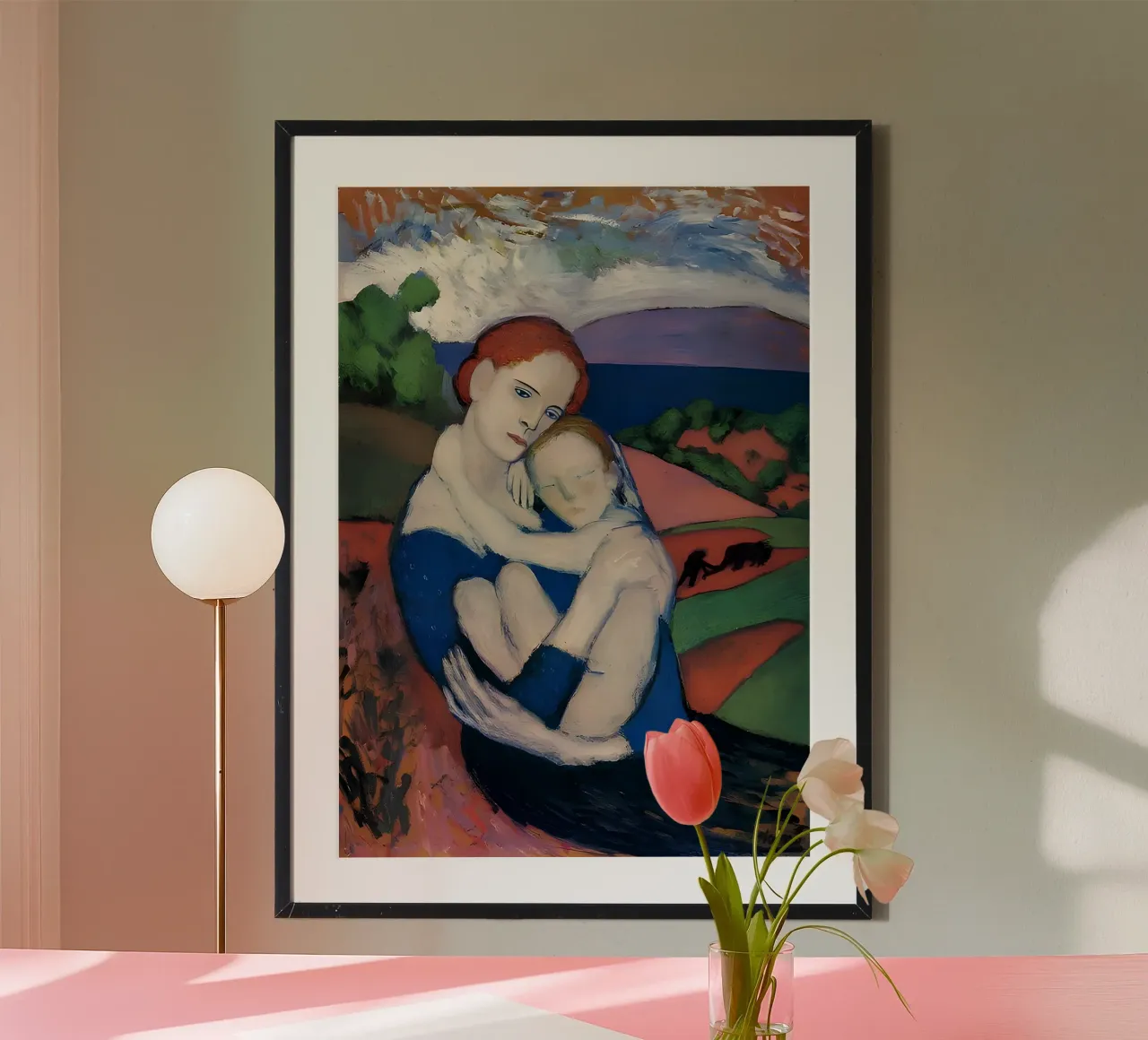 Picasso inspiriert Mutter & Kind - Emotionale Landschaft drucken Hahnemühle von homdeco