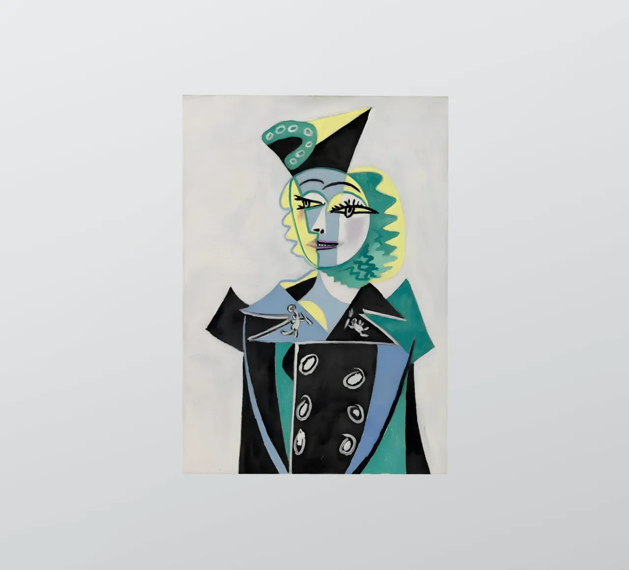 Von Picasso inspirierte Frau mit Hut - kühnes kubistisches Porträt Sticker von homdeco