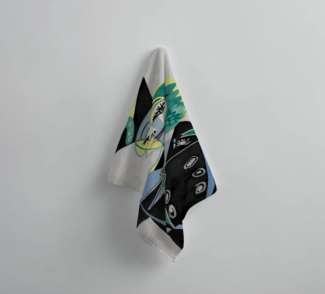 Donna con cappello ispirata a Picasso - Audace ritratto cubista asciugamano da bagno da homdeco