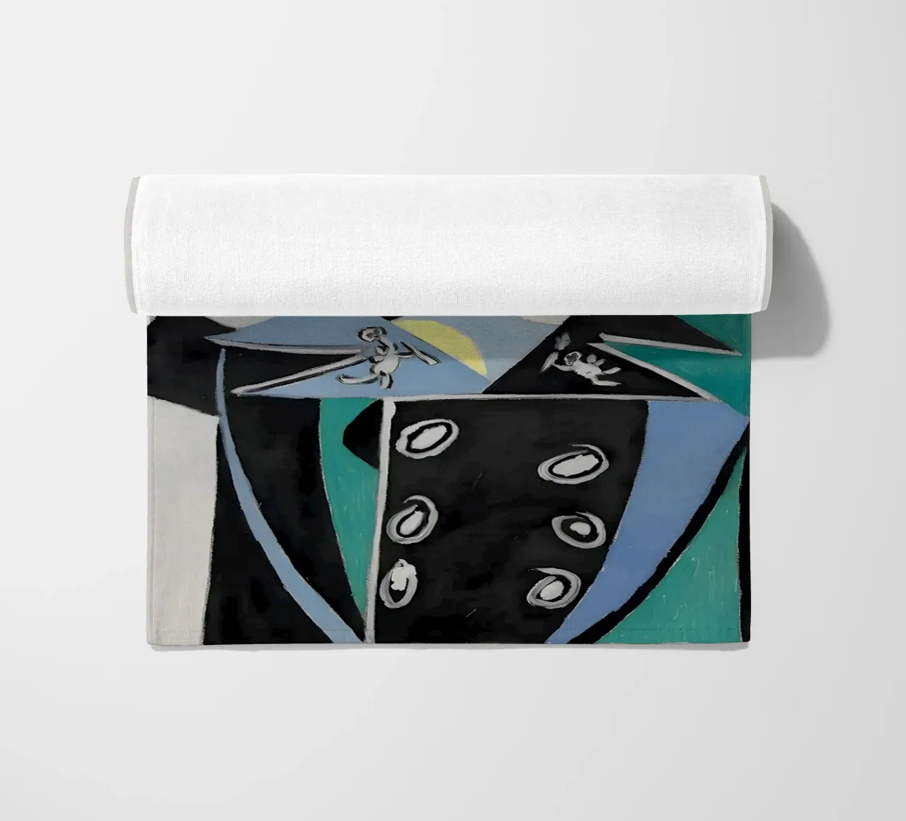 Donna con cappello ispirata a Picasso - Audace ritratto cubista telo mare da homdeco