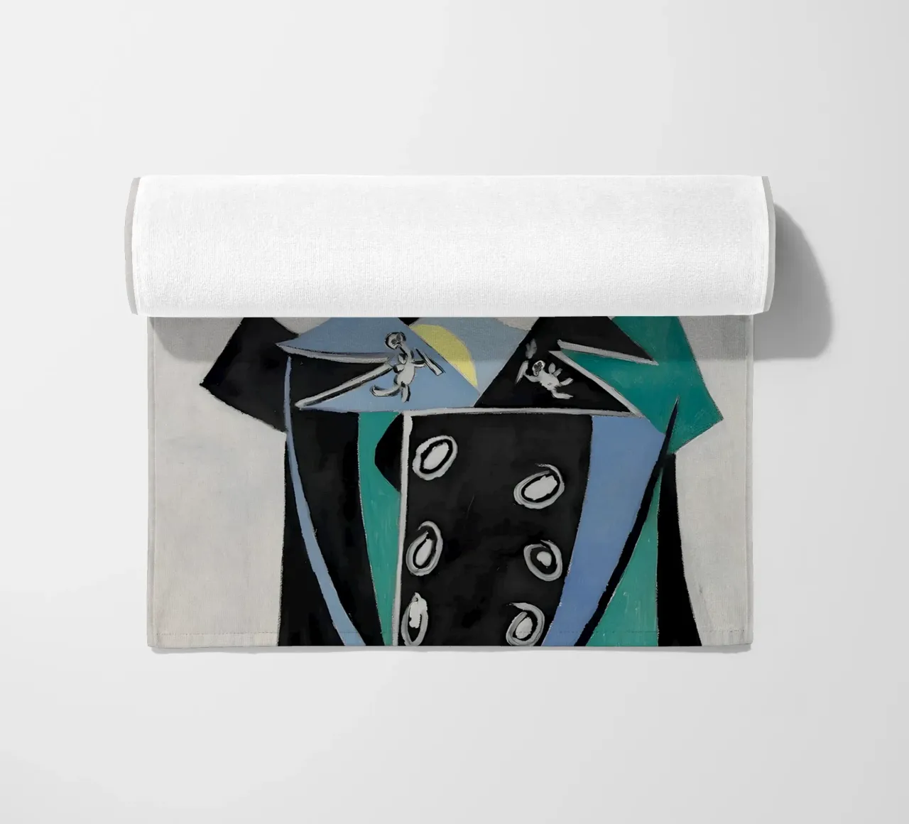 Donna con cappello ispirata a Picasso - Audace ritratto cubista telo mare da homdeco