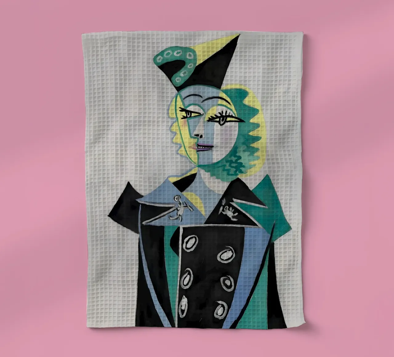 Donna con cappello ispirata a Picasso - Audace ritratto cubista canovaccio da cucina da homdeco