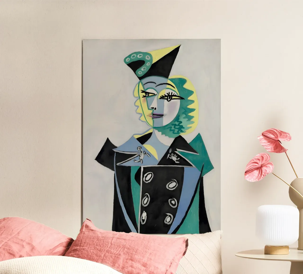 Donna con cappello ispirata a Picasso - Audace ritratto cubista carta hahnemühle da homdeco