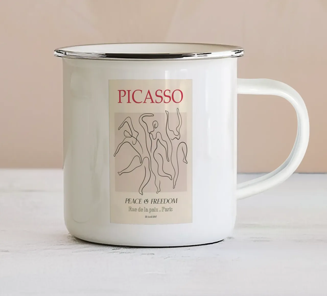 Picasso - Danseuses de la paix et de la liberté - Art abstrait au trait 1947 mug en émail de homdeco